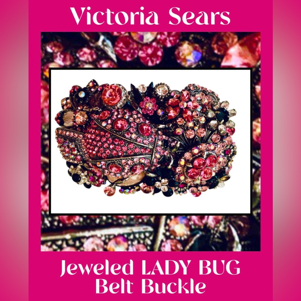 VICTORIA SEARS Jeweled “Lady Bug” Belt Buckle Y2K Vintage New